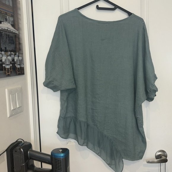 Teal Green Made in Italy 100% Linen Women’s Blouse 🇮🇹 - Picture 7 of 7